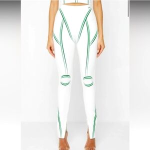 Maniere De Voir -Sketch High Waisted Bandage Leggings - White